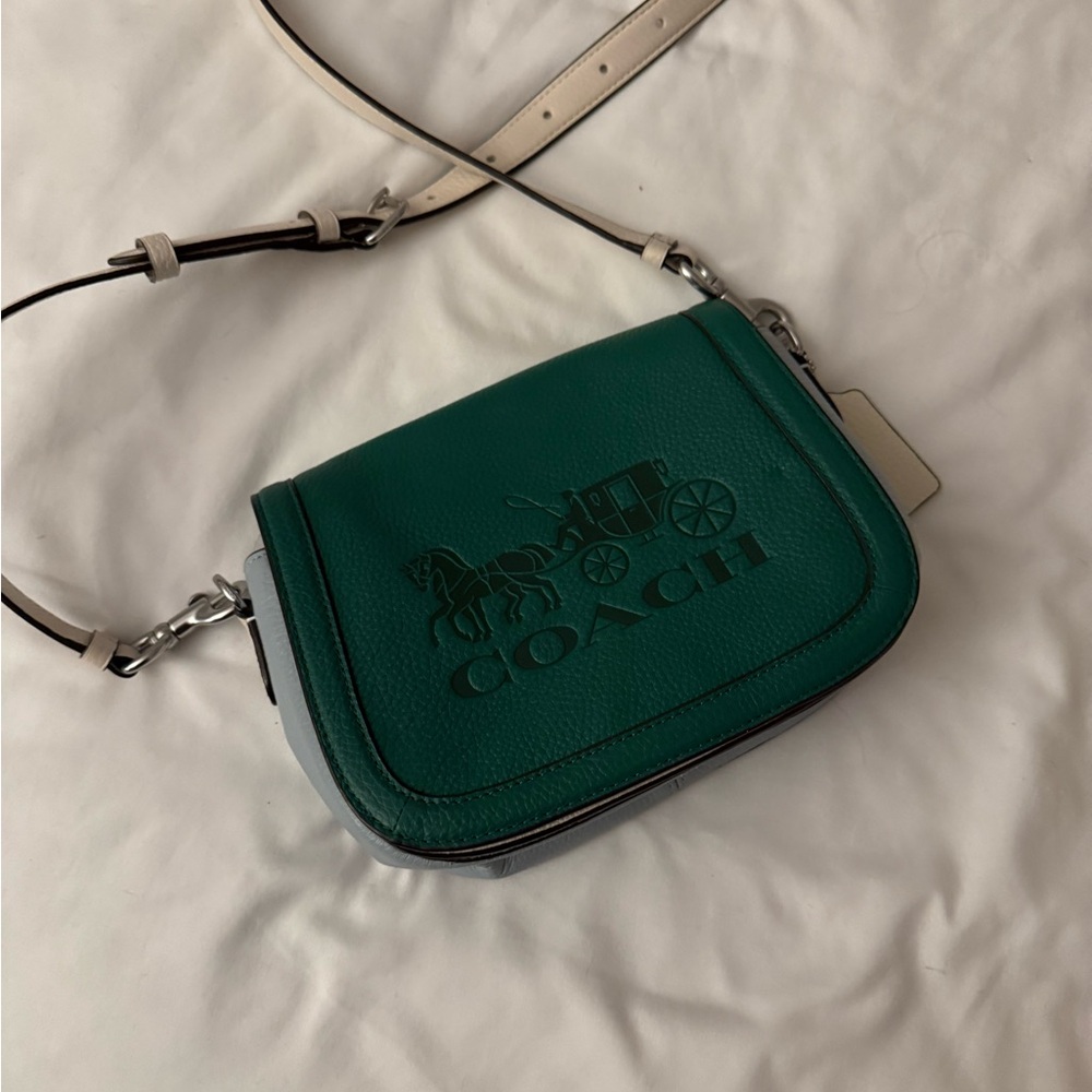 Coach Green Crossbody Bag with Horse and Carriage